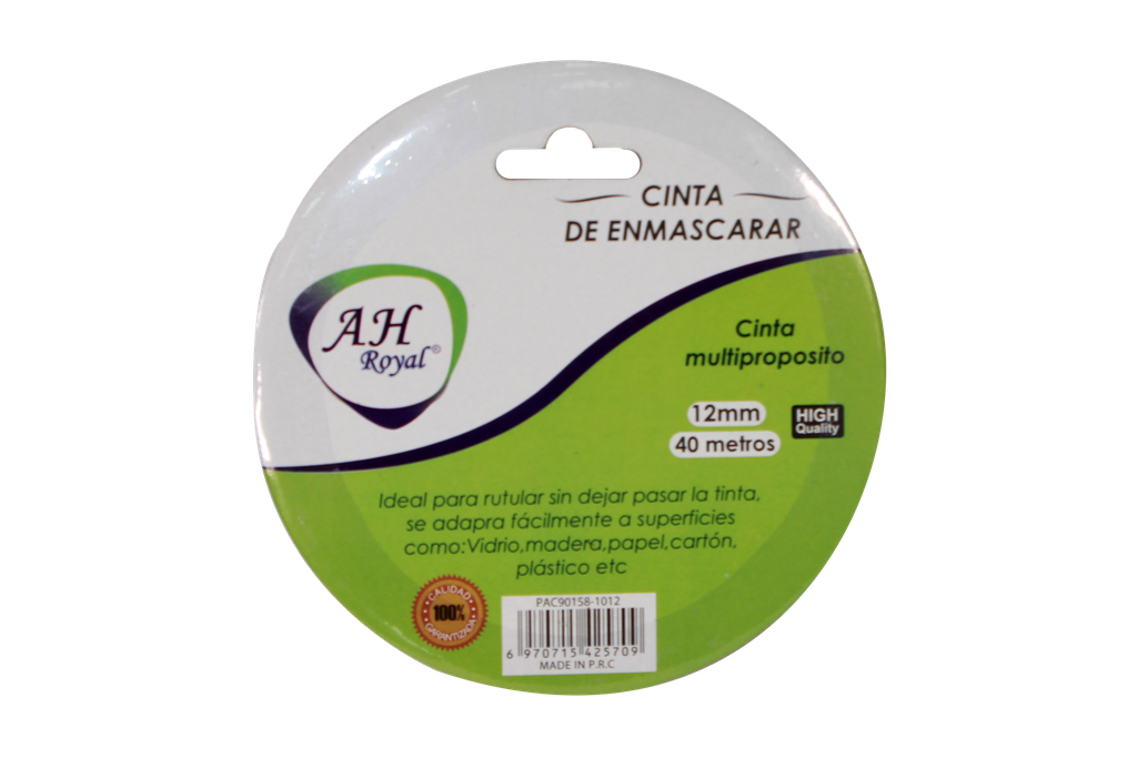CINTA  AH ROYAL DE ENMASCARAR 12MM-1/2 X 40MTS  CAJA X 144 UNDS [PAC90158-1012]
