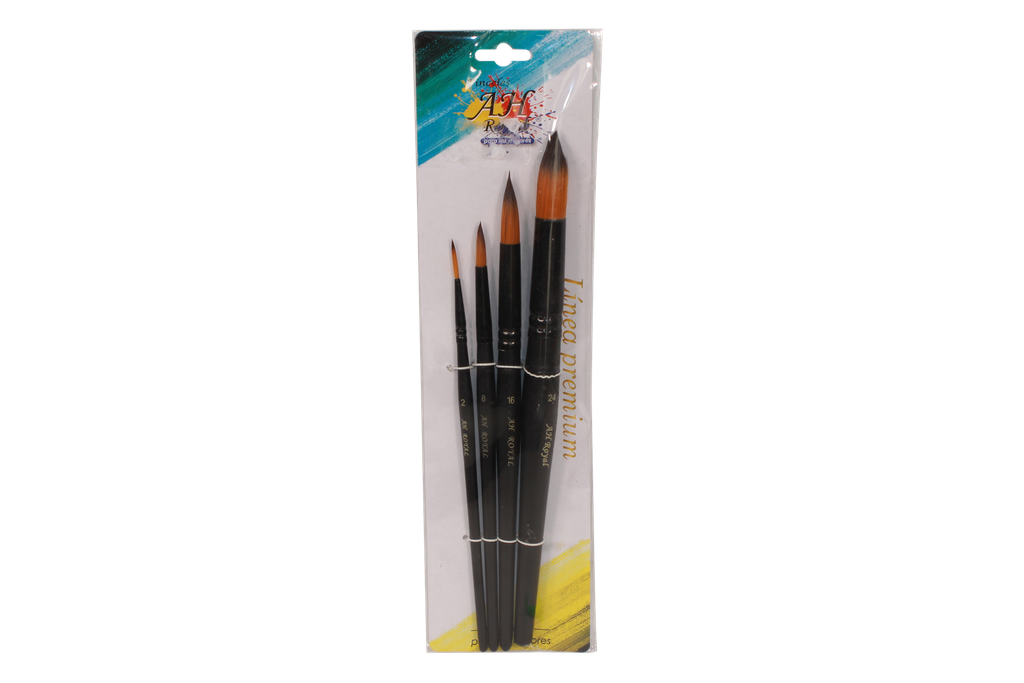 PINCEL AH ROYAL NEGRO LINEA PREMIUM SURTIDO X4 UNIDADES [PAC90355]