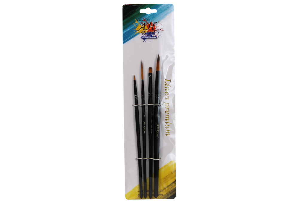 PINCEL AH ROYAL LINEA PREMIUM NEGRO SURTIDO  X4 UNIDADES [PAC90363-1069]