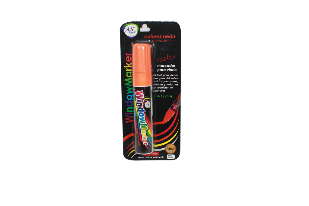 MARCADOR AH ROYAL PARA VENTANA NARANJA GRUESO TF999 -CAJA X 72 UND- [PAC90003-1086]