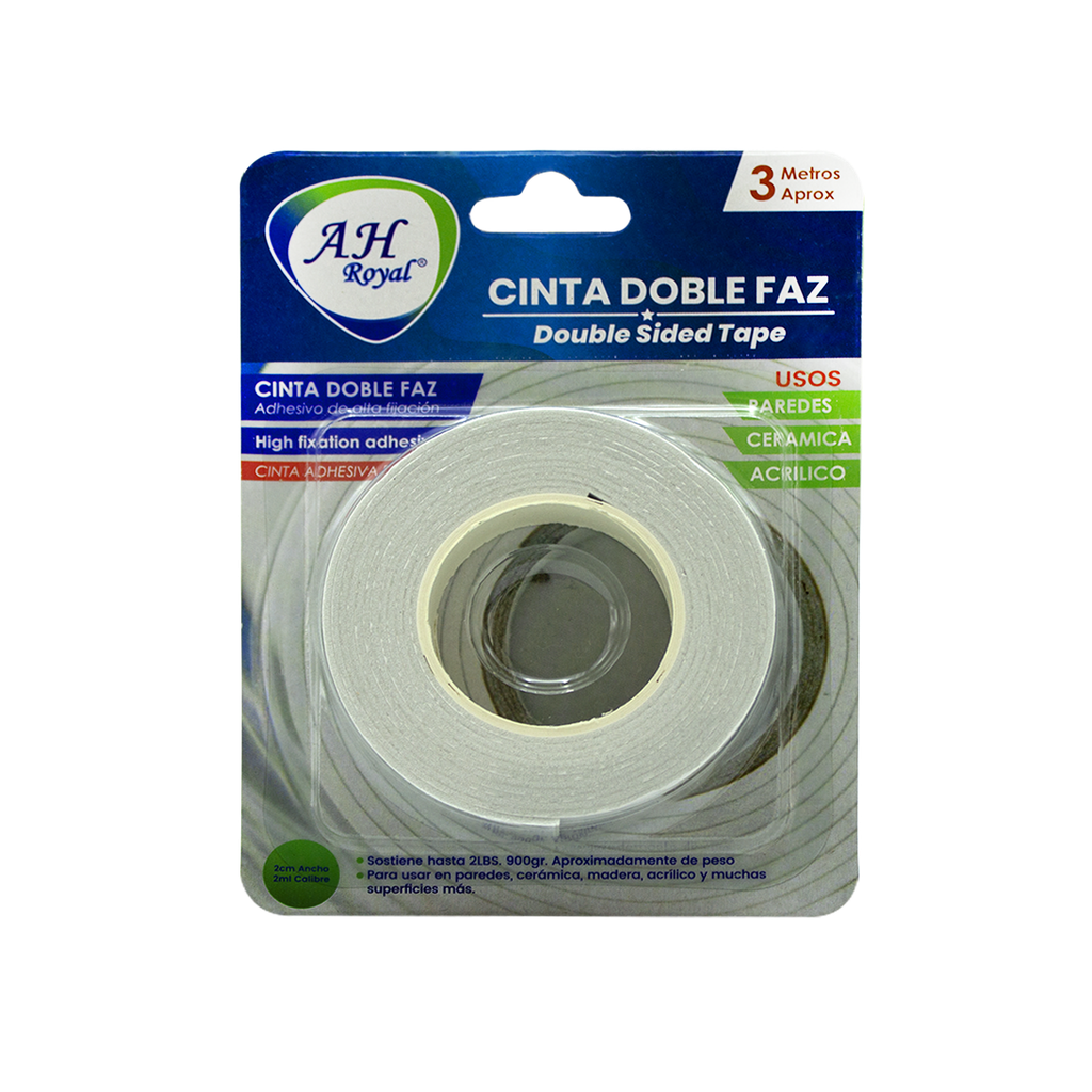 CINTA AH ROYAL DOBLE FAZ 18MM 3/4'' x 2,5 MTS  CAJA X 288 UND [PAC90055-113]