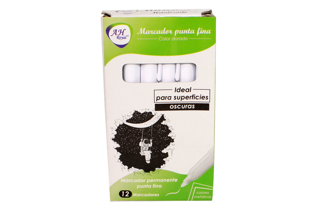 MARCADOR AH ROYAL METALICO BLANCO  DELGADO CAJA X144 (DISPLAY X12UNDS) [PAC90021-1147]
