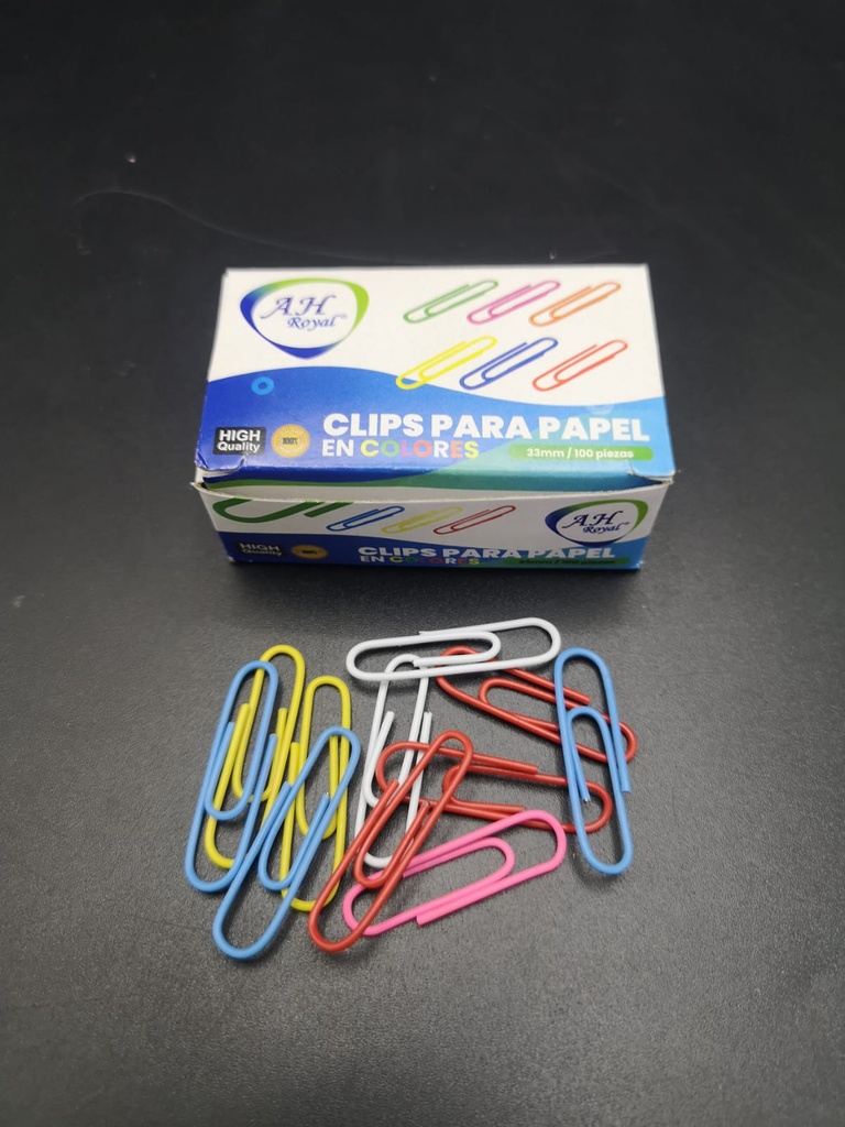 CLIP AH ROYAL  DE COLORES 33MM X 75UNDS CLIP INTERNOS [PAC70598 / PAC70236]