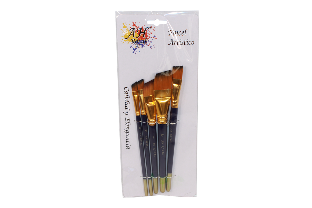 PINCEL AH ROYAL JUEGO ANGULAR X5 No.10,1/2,1",1.5",3/4 DISPLAY X10 [PAC20050-1534]