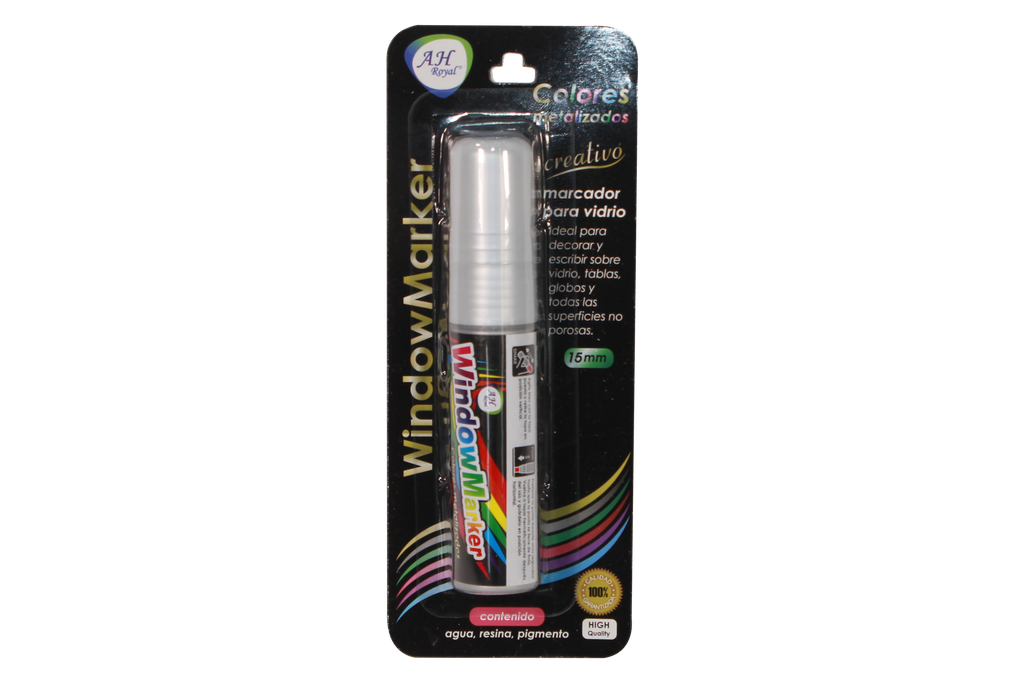 MARCADOR AH ROYAL PARA VENTANA METALIZADO PLATA 15 MM [PAC2579]