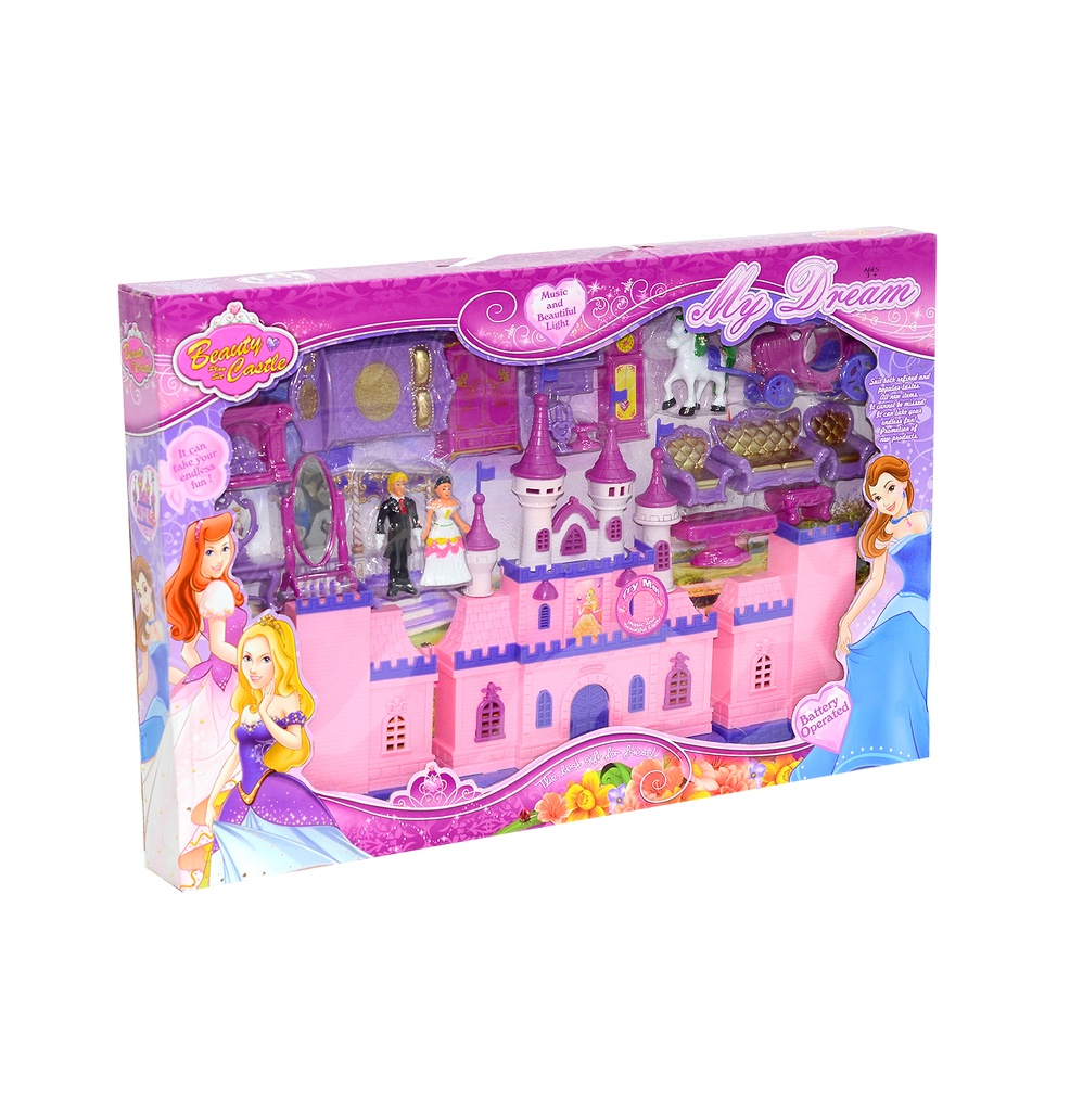 CASTILLO DE MÚSICA LIGERA CON PAREJA DE MUÑECOS [SG-2972]