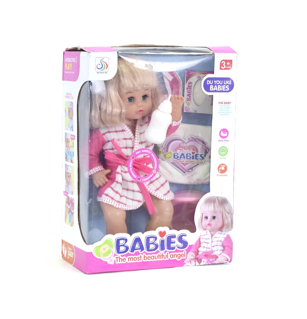 MUÑECA BEBE CON TETERO Y PULSERA DE 16 PULGADAS [XK006-1B]