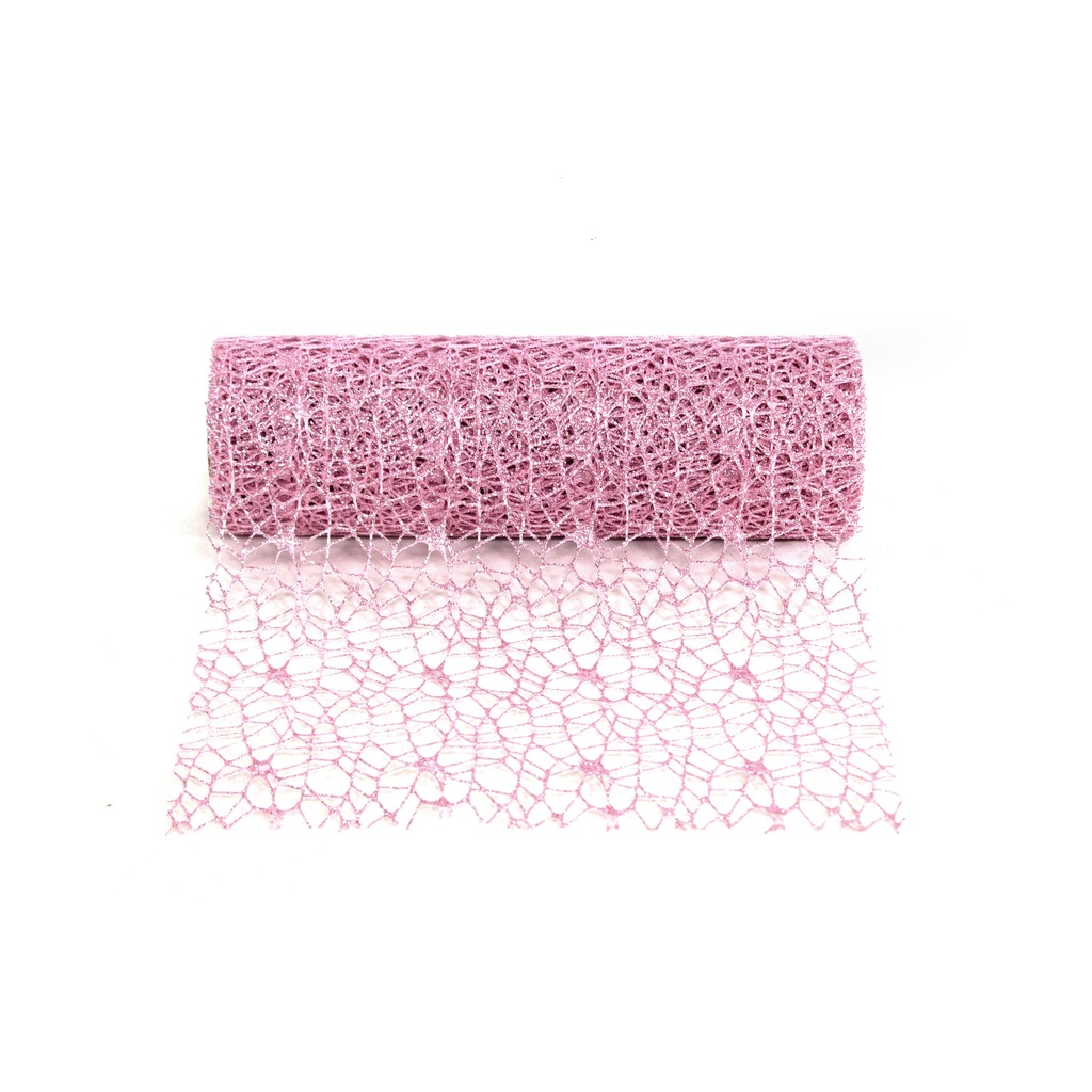 MALLA DE NAVIDAD  CON POLVO ROSA CAJA X 120 UNDS  [PAC2622]