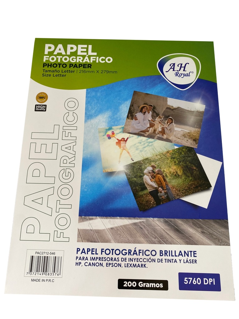 PAPEL FOTOGRAFICO AH ROYAL CARTA DE 200 GRAMOS 20 HOJAS[PAC2712-546]