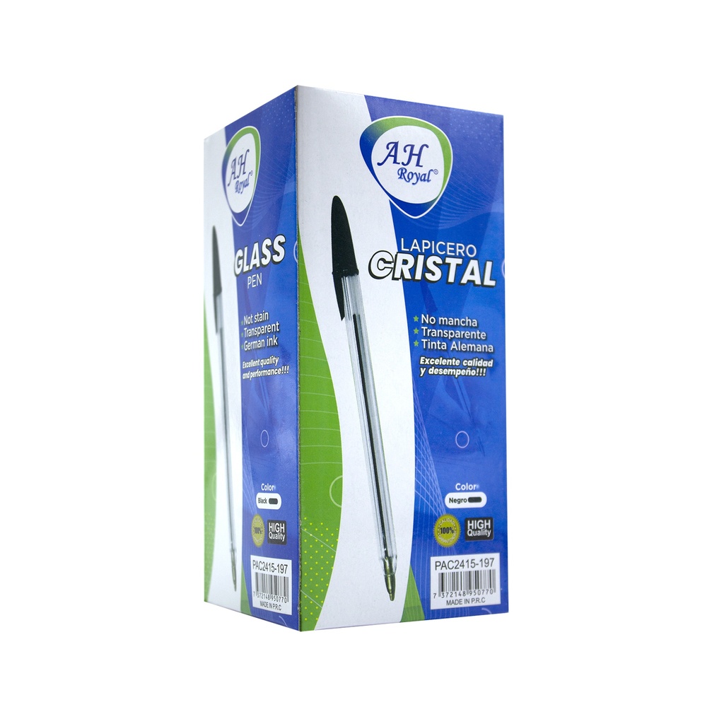 BOLIGRAFO AH ROYAL CRISTAL NEGRO CAJA X 80 DPS  (DISPLEY X50 UND) [PAC2415/PAC30015-197]