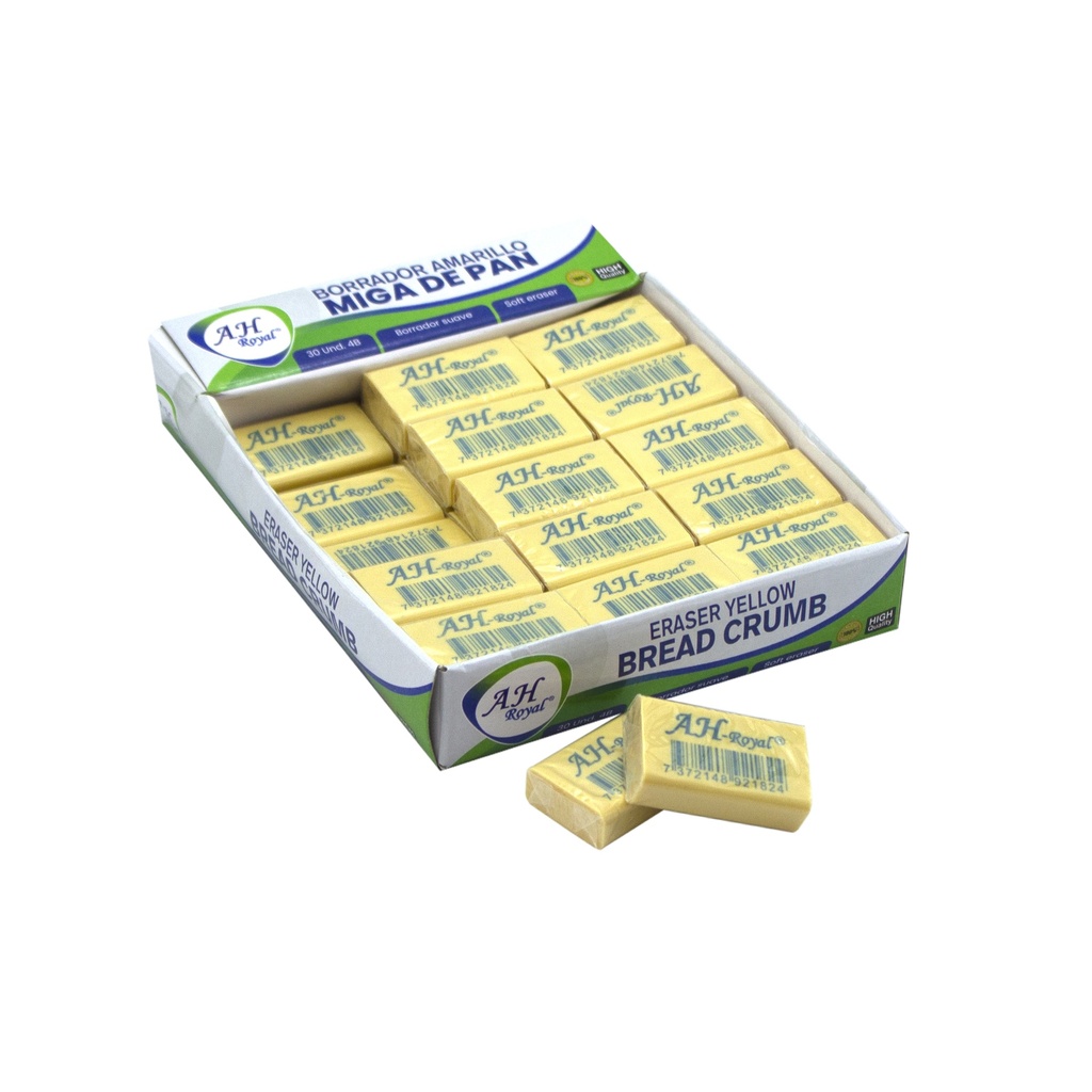 BORRADOR AH ROYAL MIGA DE PAN  AMARILLO MEDIANO (DISPLAY X 30 UNDS) CAJA X 40 DPS  [PAC20140]