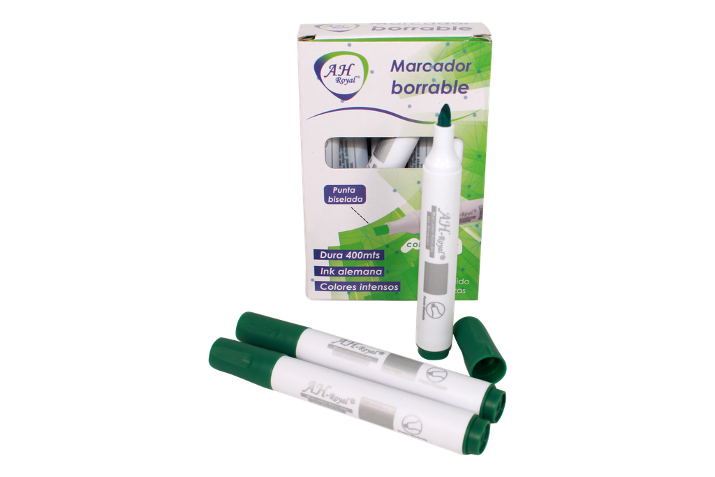 MARCADOR  AH ROYAL BORRABLE BISELADO VERDE  (DISPLAY X10UNDS) [PAC70585-800]