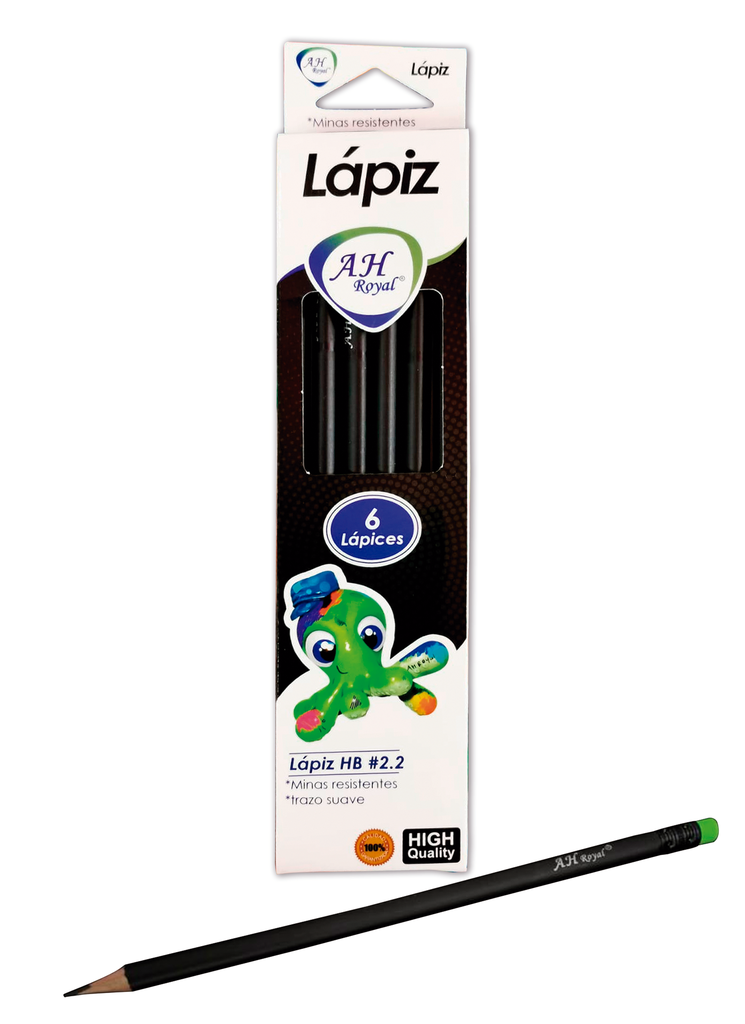 LAPIZ AH ROYAL NEGRO HB DE 2.2  (DISPLAY X 6UNDS) PACA X 480(PAC2511)