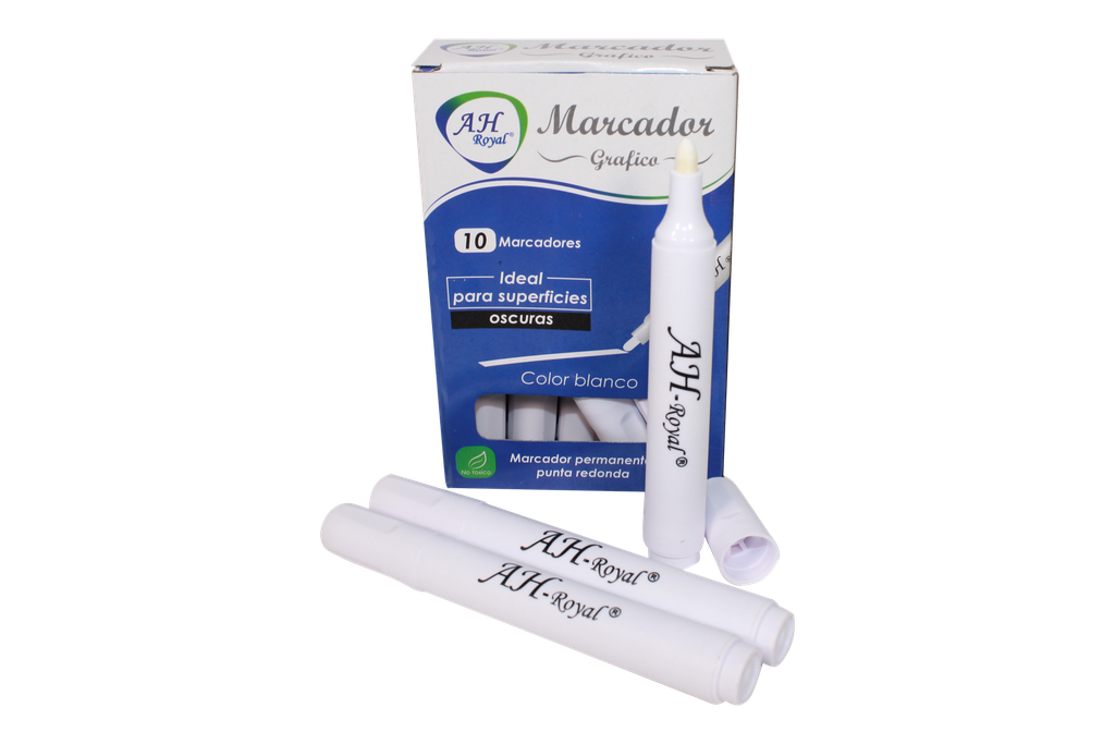 MARCADOR AH ROYAL METALICO BLANCO 420 (DISPLEY X 10UNDS) GRUESO [PAC90024-1166]