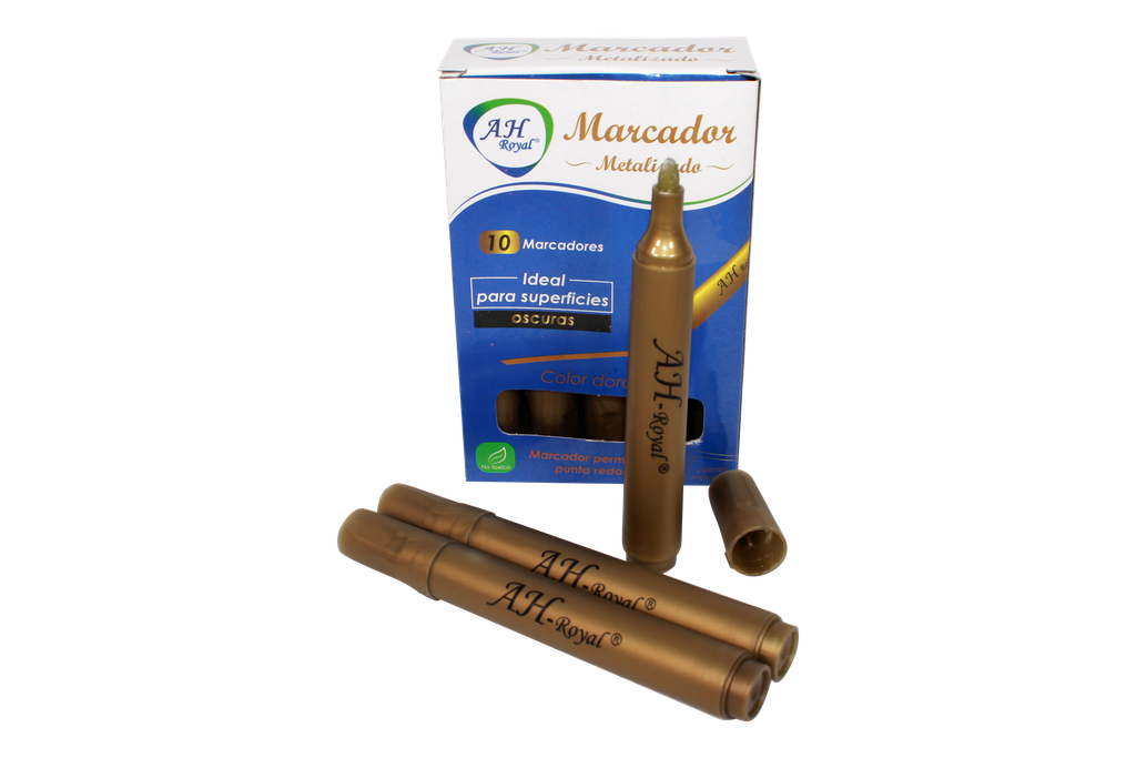 MARCADOR AH ROYAL METALICO DORADO 420 (DISPLAY X10UNDS) GRUESO [PAC90022-1159]