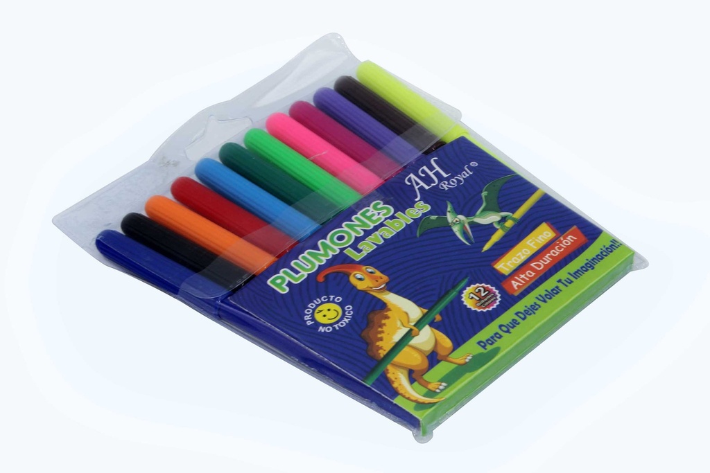 PLUMON AH ROYAL  LAVABLE  X 12 COLORES GRUESO [PAC70235-4371]