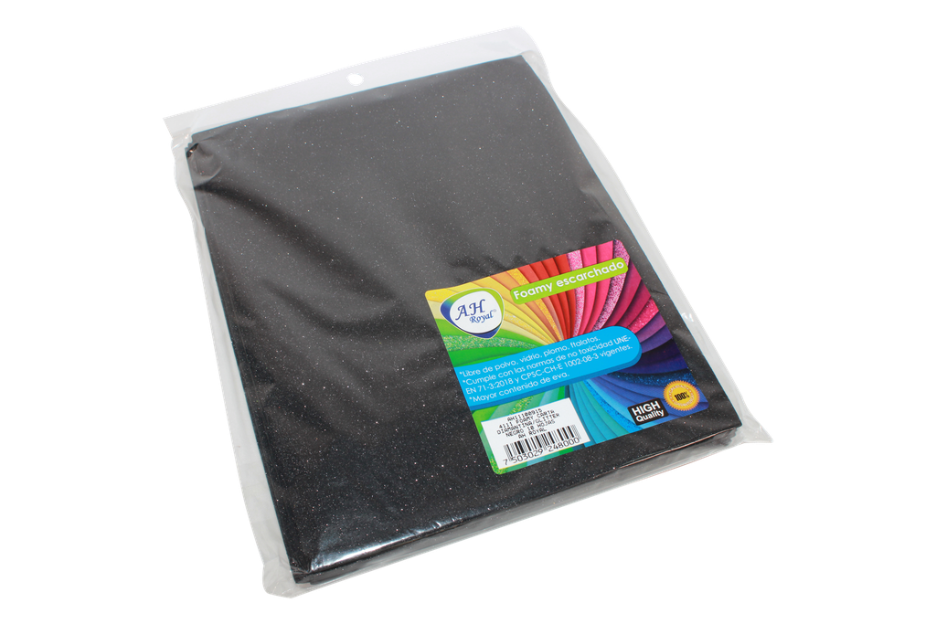 FOAMY CARTA AH ROYAL ESCARCHADO NEGRO (PAQUETE X10UNDS) [AH11100915/PAC40284-4111]