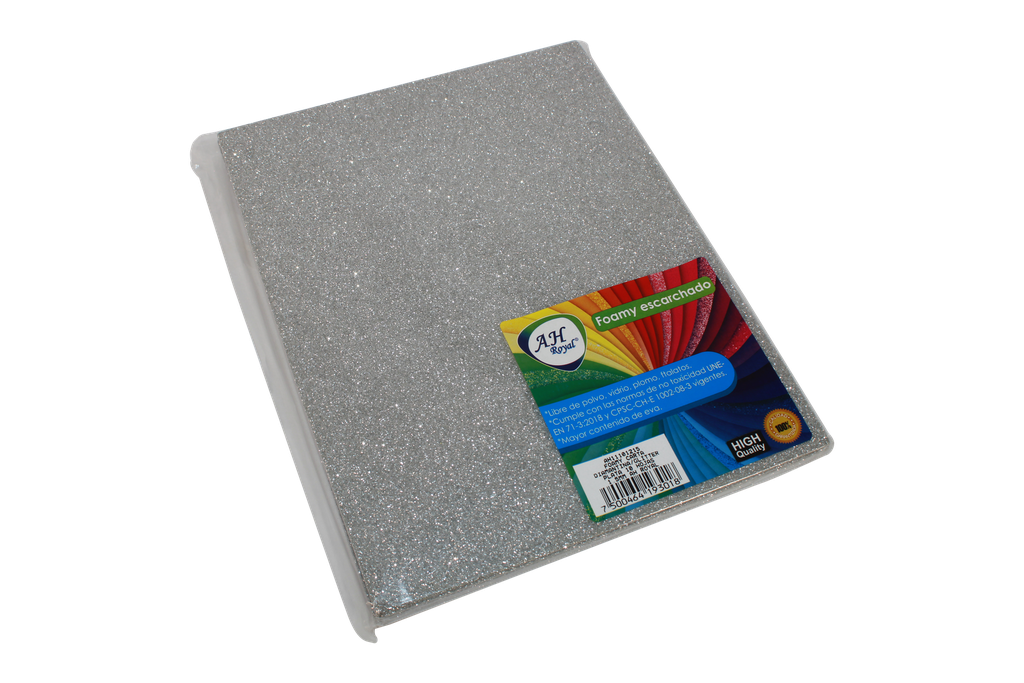 FOAMY CARTA AH ROYAL ESCARCHADO PLATA (PAQUETE X10UNDS) [AH11101215/PAC40292-4107]