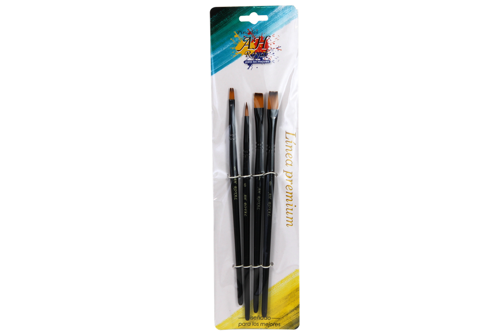 PINCEL AH ROYAL NEGRO PLANO LINEA PREMIUM X4 UNIDADES SURTIDO [PAC90361-1064]