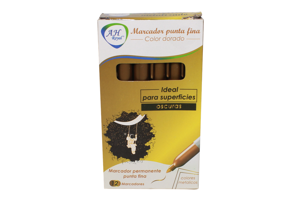 MARCADOR AH ROYAL METALICO DORADO DELGADO -CAJA X 144 DPS- (DISPLAY X12UNDS) [PAC90019-1120]