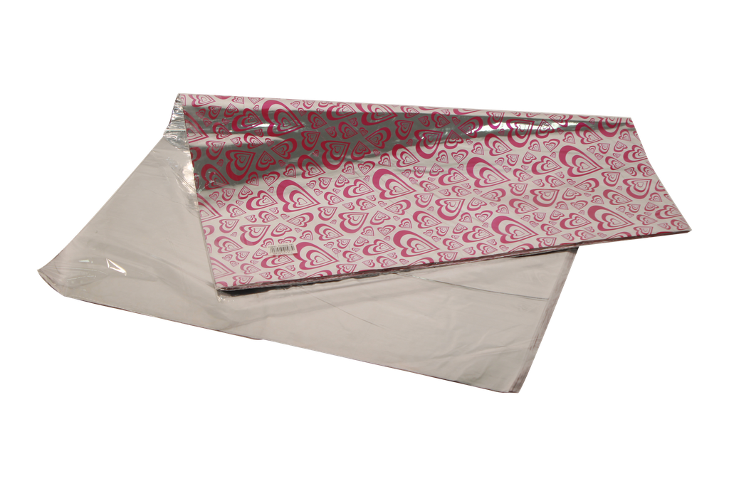 PAPEL HOLOGRAMADO ESTAMPADO CORAZON 50*70CM X 100 UND [PAC90304-1587]