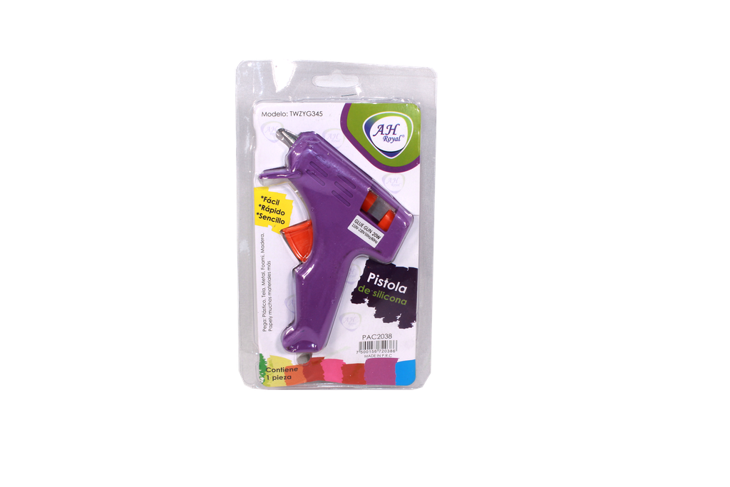 PISTOLA DE SILICONA AH ROYAL PEQUEÑA COLORES CAJA X 120 UNDS [PAC2038]