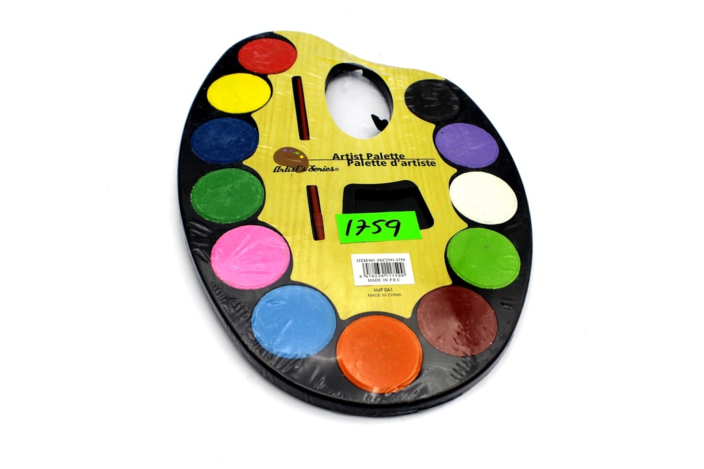 PALETA ARTISTICA O ACUARELA  X 12 COLORES GRANDE -CAJA X 96 UND-[PAC2391]
