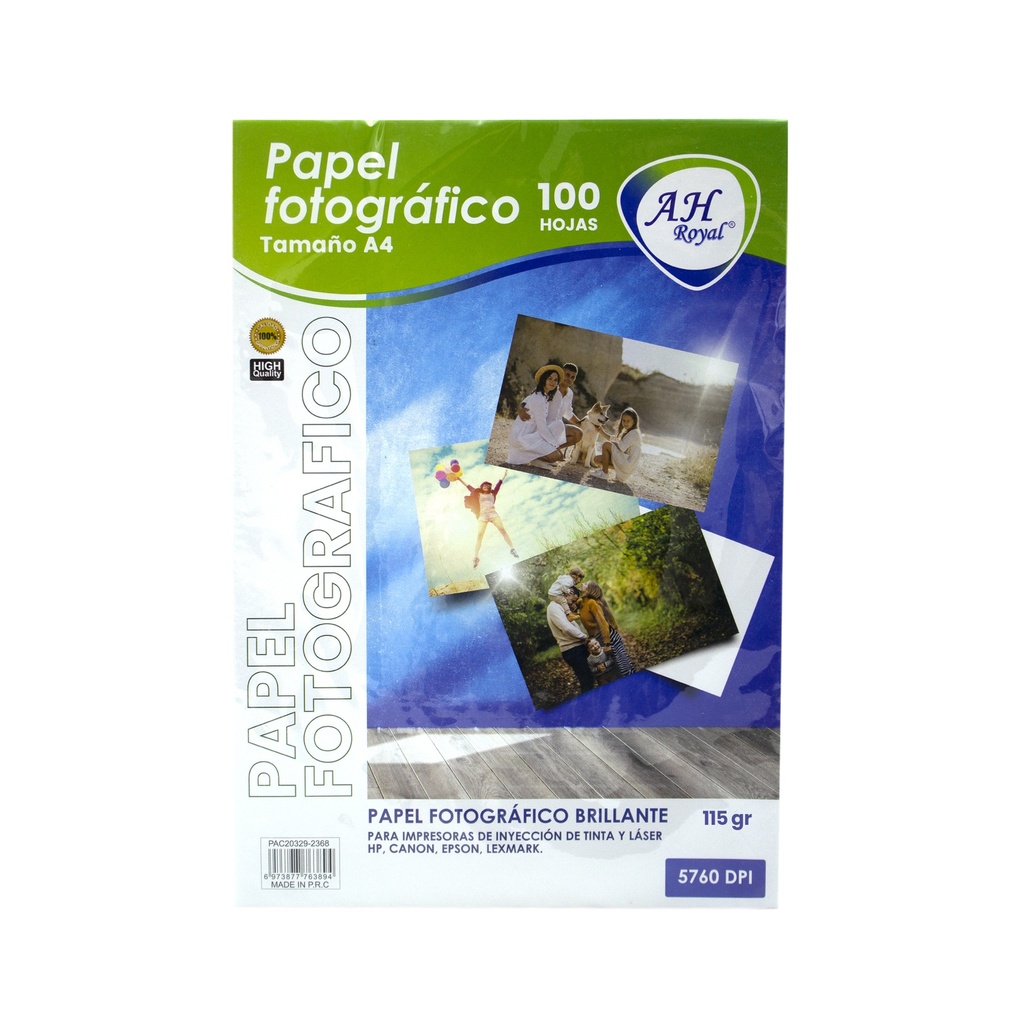 PAPEL FOTOGRAFICO AH ROYAL 115GR 100 HOJAS [PAC20329-2368]