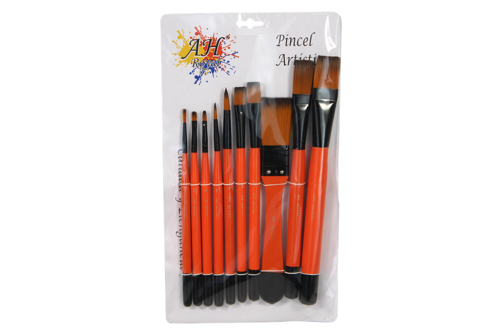 PINCEL AH ROYAL JUEGO AMARILLO PUNTA QUEMADA X10 [PAC20093-240]