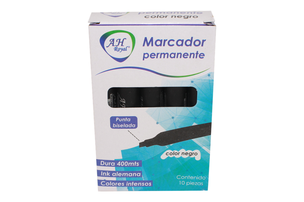 MARCADOR AH ROYAL PERMANENTE BISELADO NEGRO (DISPLAY X 10UNDS) [PAC70574-2566]
