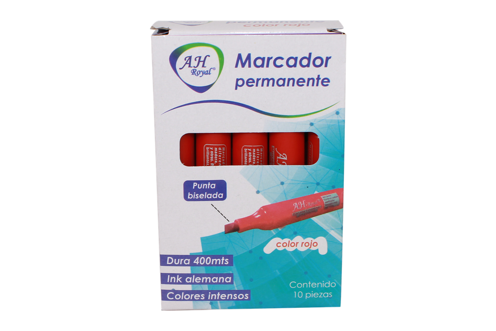 MARCADOR  AH ROYAL PERMANENTE BISELADO ROJO(DISPLAY X10UND) [PAC70576-2568]