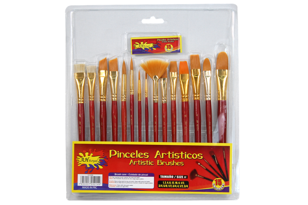 PINCEL AH ROYAL JUEGO X 15 VINOTINTO DISPLAY X10 [PAC20096]