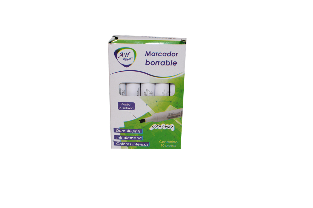 MARCADOR AH ROYAL BORRABLE BISELADO NEGRO -CAJA X 120 UND- (DISPLAY X10UNDS) [PAC70582-3274]