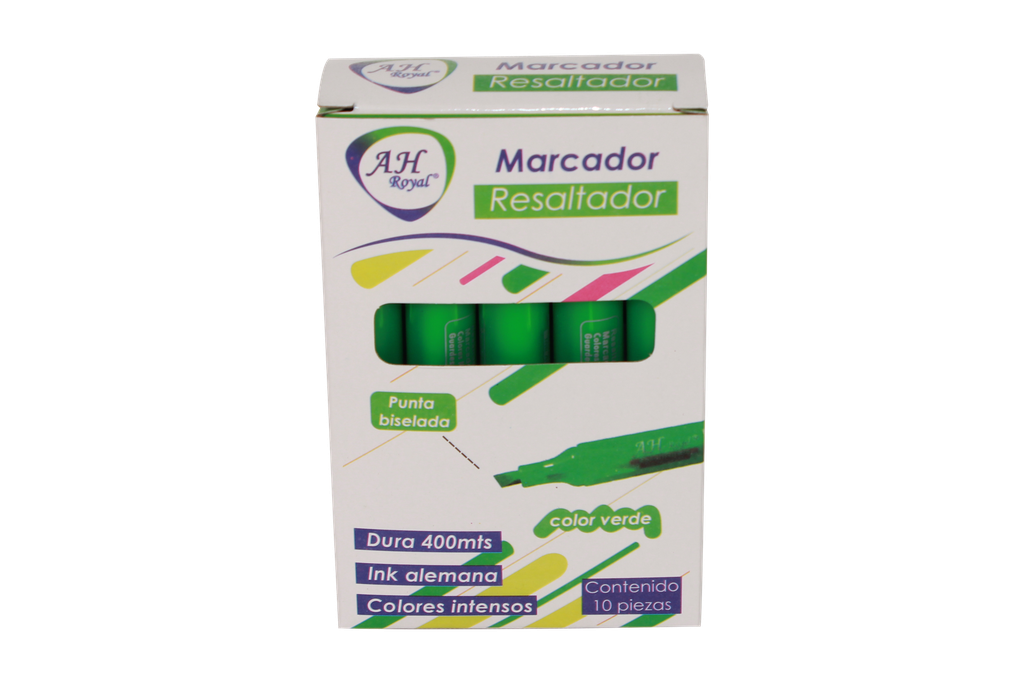 RESALTADOR AH ROYAL FLUORESCENTE VERDE CAJA X120 UNDS (DISPLAY X10)- [PAC70635-4037]