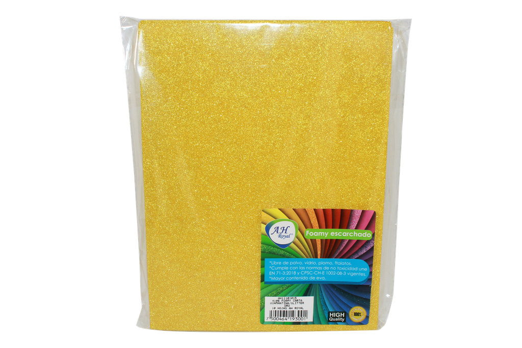 FOAMY CARTA AH ROYAL ESCARCHADO DORADO (PAQUETE X10UNDS) [AH11101015/PAC40294-4106]
