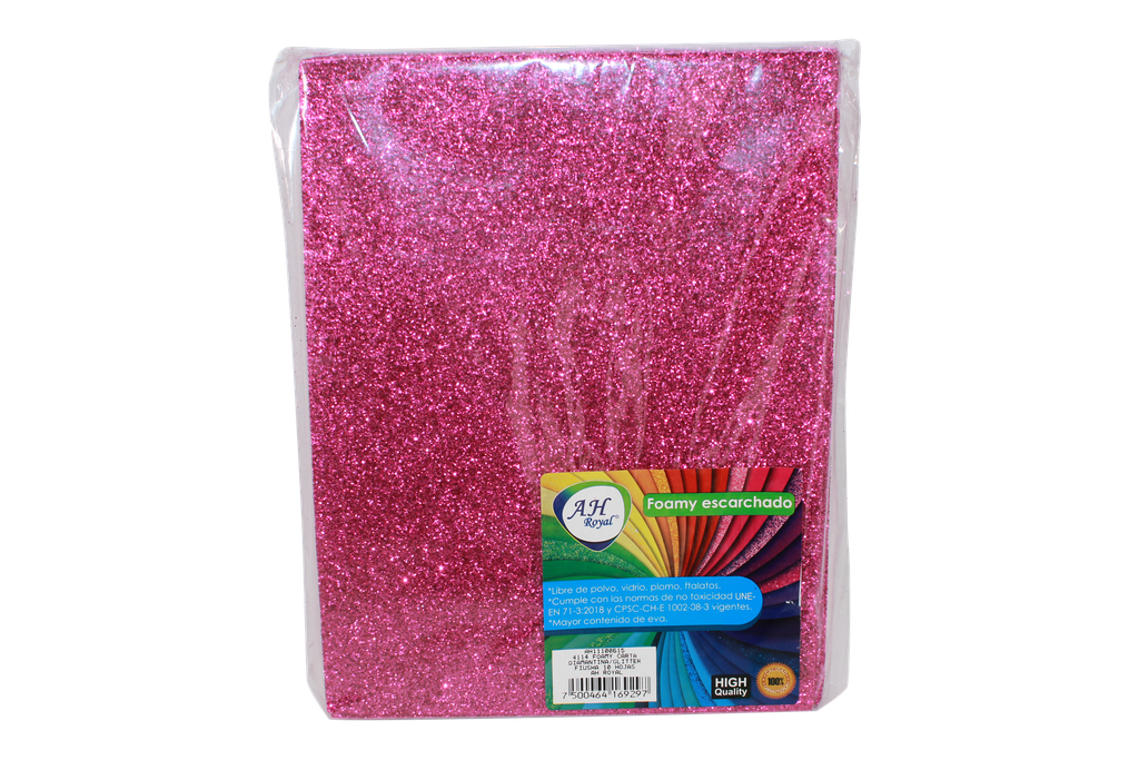 FOAMY CARTA AH ROYAL ESCARCHADO FUCSIA (PAQUETE X10UNDS) [AH11100615/PAC40297-4114]