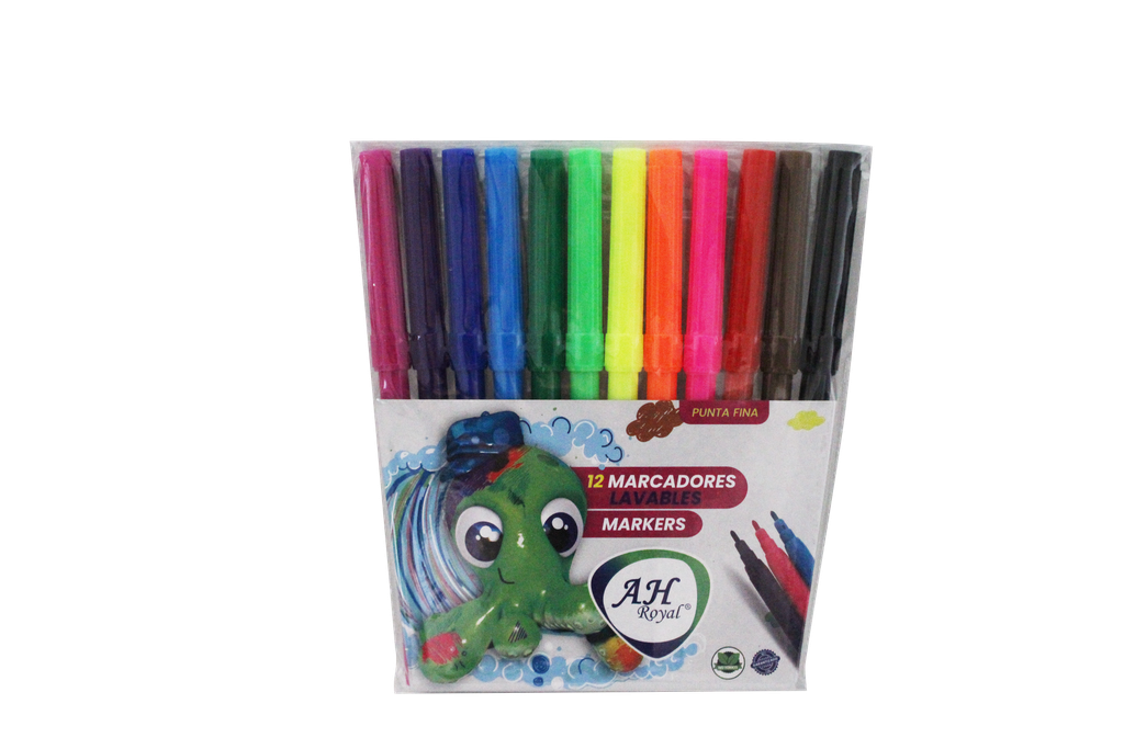 PLUMON AH ROYAL  LAVABLE  X 12 COLORES GRUESO [PAC70235-4371/ 3869]