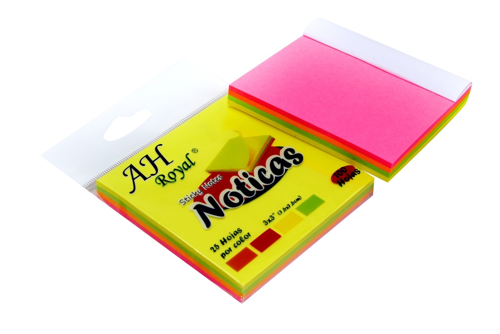 PAPEL AH ROYAL PARA NOTAS X 100 HOJAS COLORES NEÓN [PAC90508 / PAC70564-601]