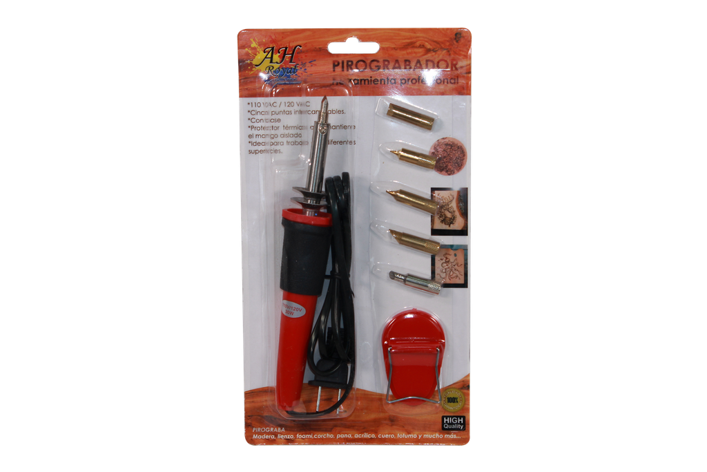 PIROGRABADOR AH ROYAL X 5 PUNTAS / ROJO CAJA X 100 UNDS [PAC90427-83 / PAC40102-83]