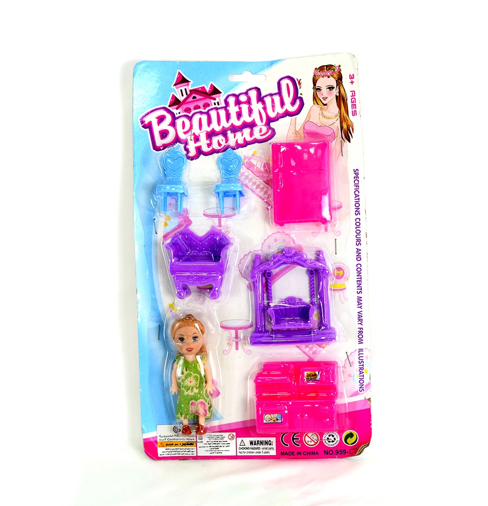 JUEGO DE CASA CON MUÑECA BEBE Y TOCADOR [959]