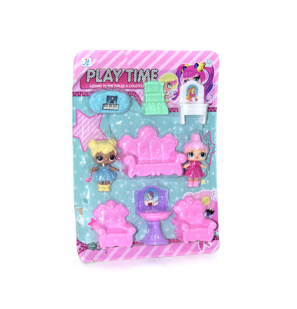 JUEGO DE CASA CON 2 MUÑECAS Y LAVA MANOS [4436]