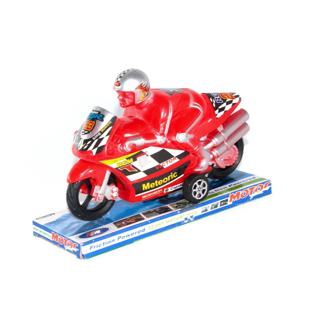 MOTOCICLETA DE FRICCION NINJA CON PILOTO [6699.][C3]