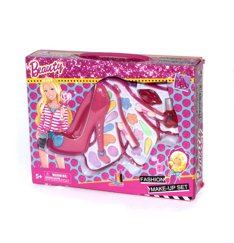 JUEGO DE MAQUILLAJE EN CAJA  FIGURA ZAPATO X 3 UNDA [557-3A2]
