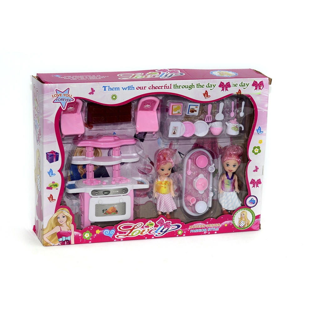 COCINA CON ACCESORIOS Y 2 MUÑECAS CAJA X 60 UNDS  [1100-4]