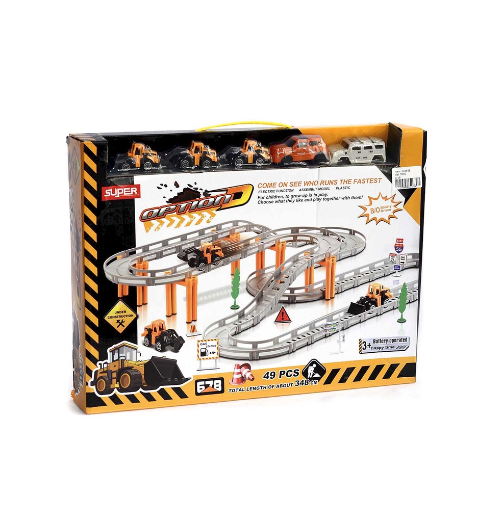 PISTA CON 5 CARROS DE CONSTRUCCION GRANDE CAJA X 18 UND[9906]