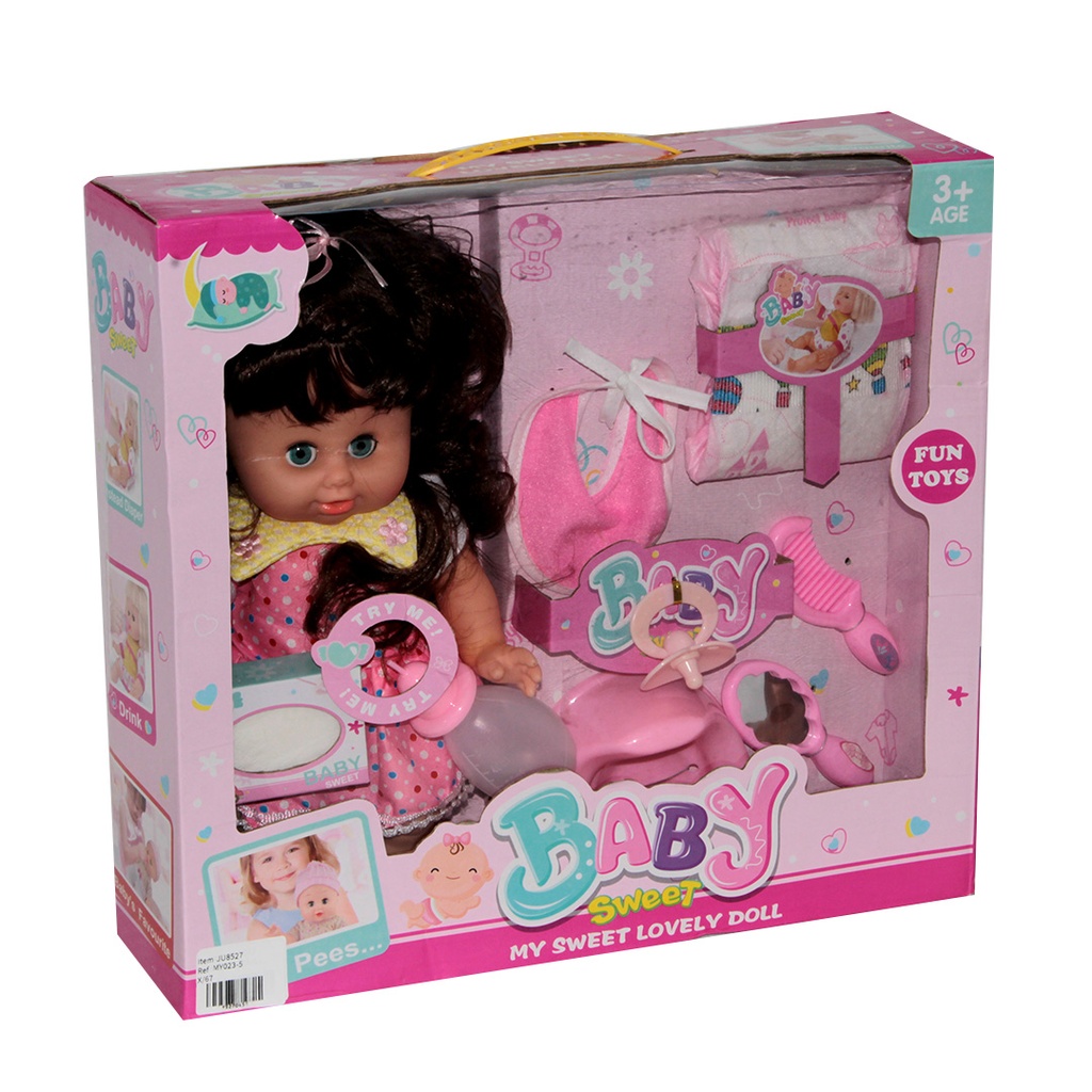 MUÑECA 14 PULGADAS CON TETERO Y PAÑITOS HUMEDOS Y ACCESORIOS [MY023-5]