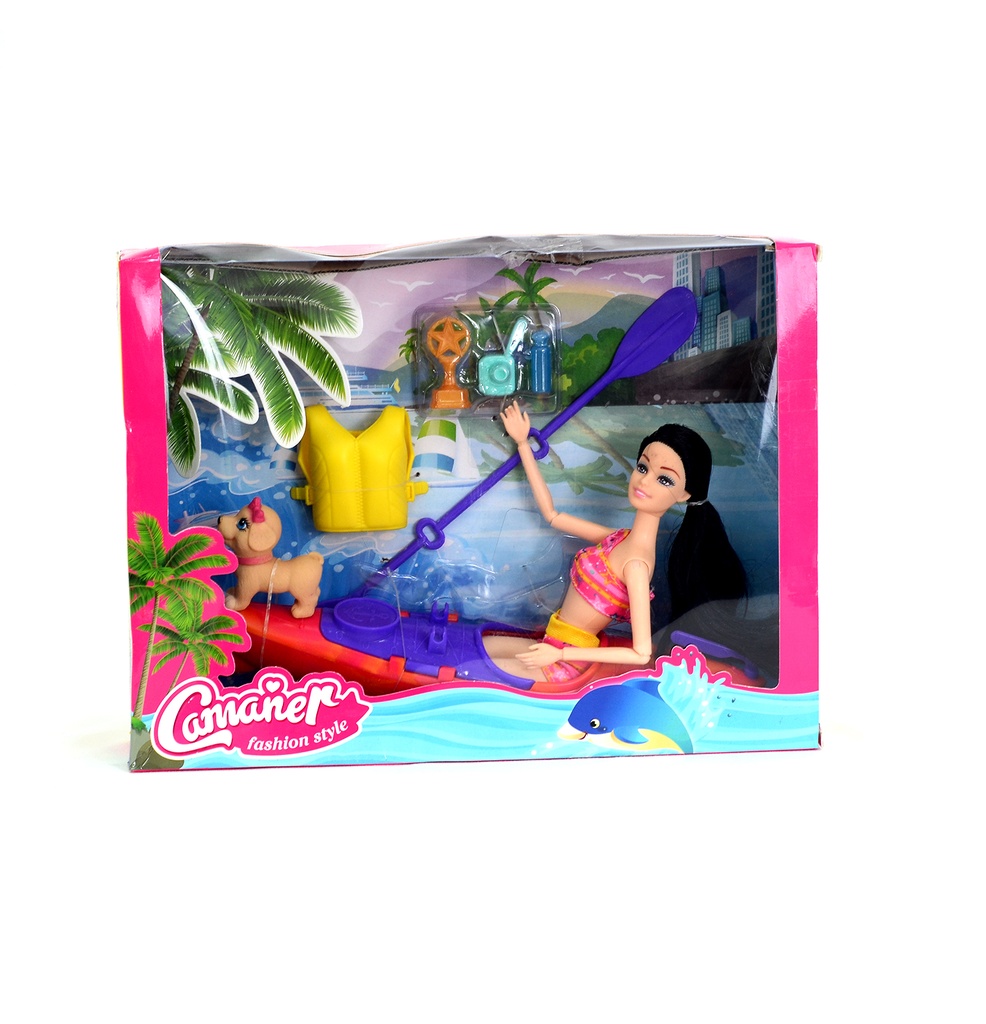 MUÑECA CON CANOA Y MASCOTA DE 11 PULGADAS 2ASST [KQ107]