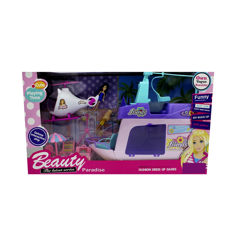 BARCO CON PRINCESAS Y HELICOPTERO CAJA X 18 [7819]