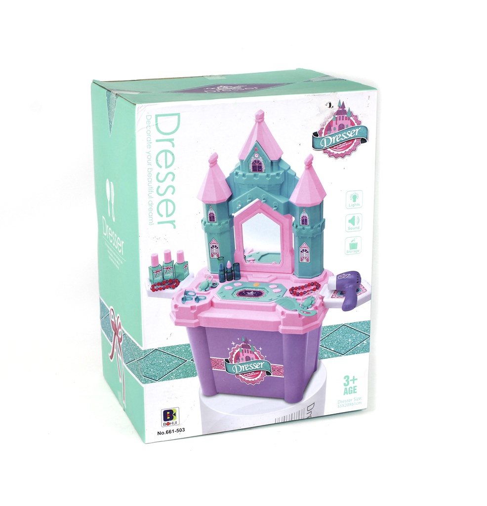 TOCADOR  EN CAJA ESTILO CASTILLO CON ESPEJO CAJA X8 UNDS [661-503a]