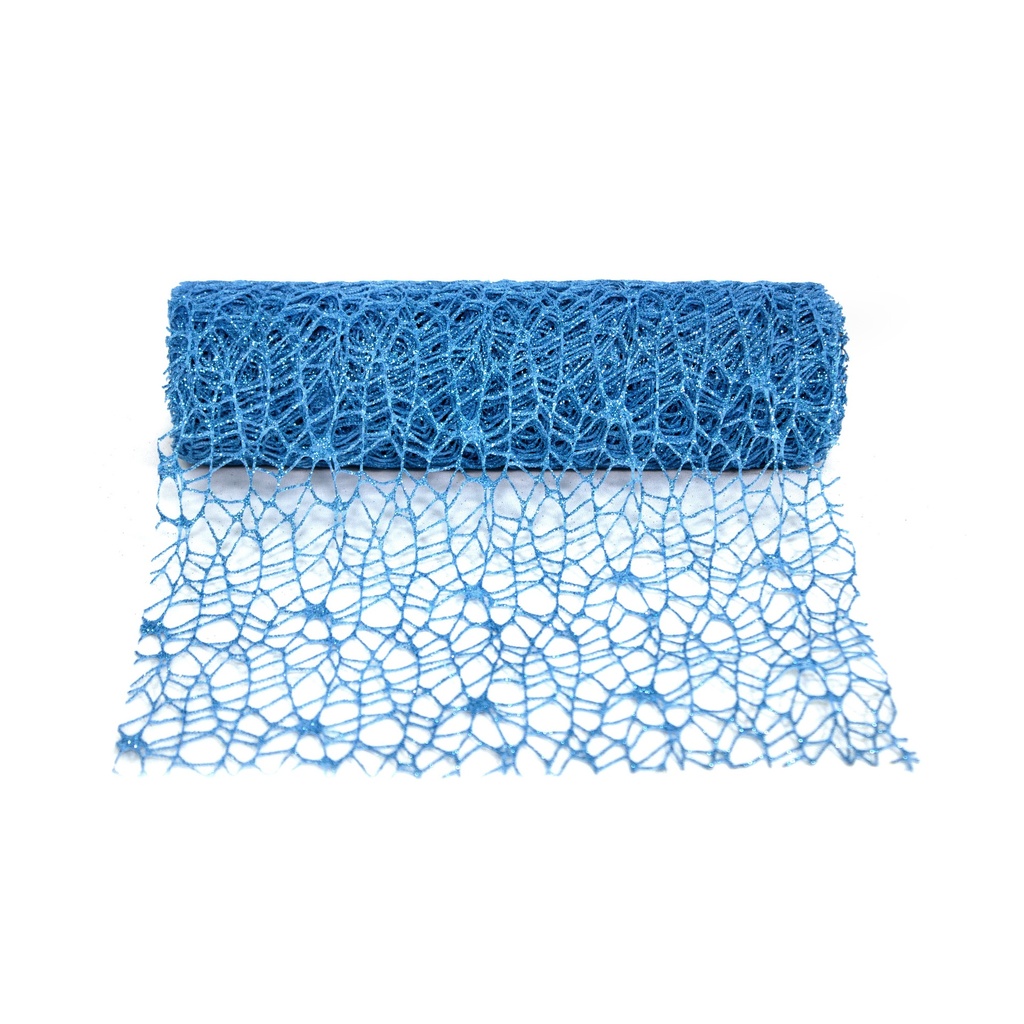 MALLA DE NAVIDAD CON POLVO AZUL TURQUESA -CAJA X 120 UNDS-  [PAC2627]